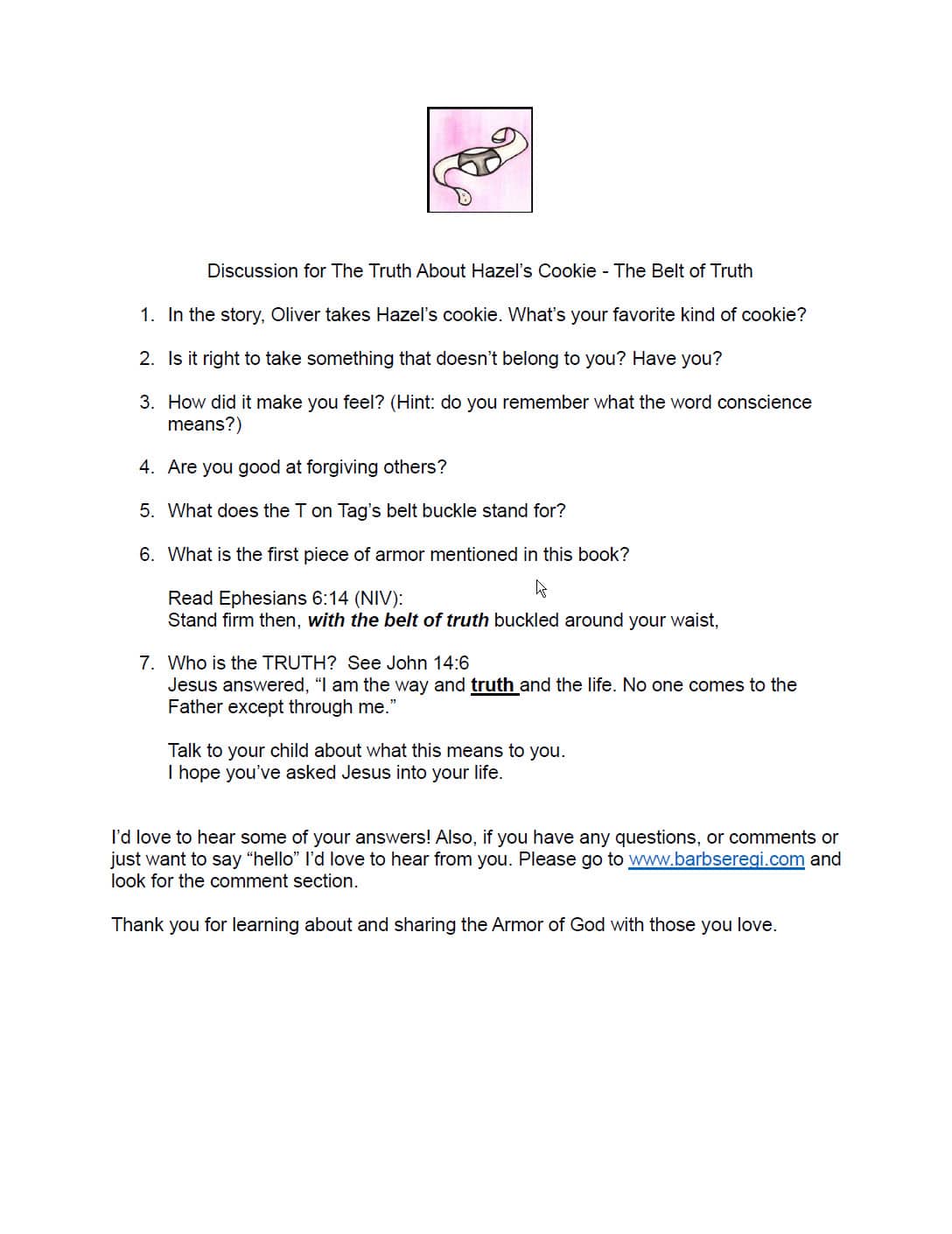 Discussion Sheet for The Truth About Hazel's Cookie