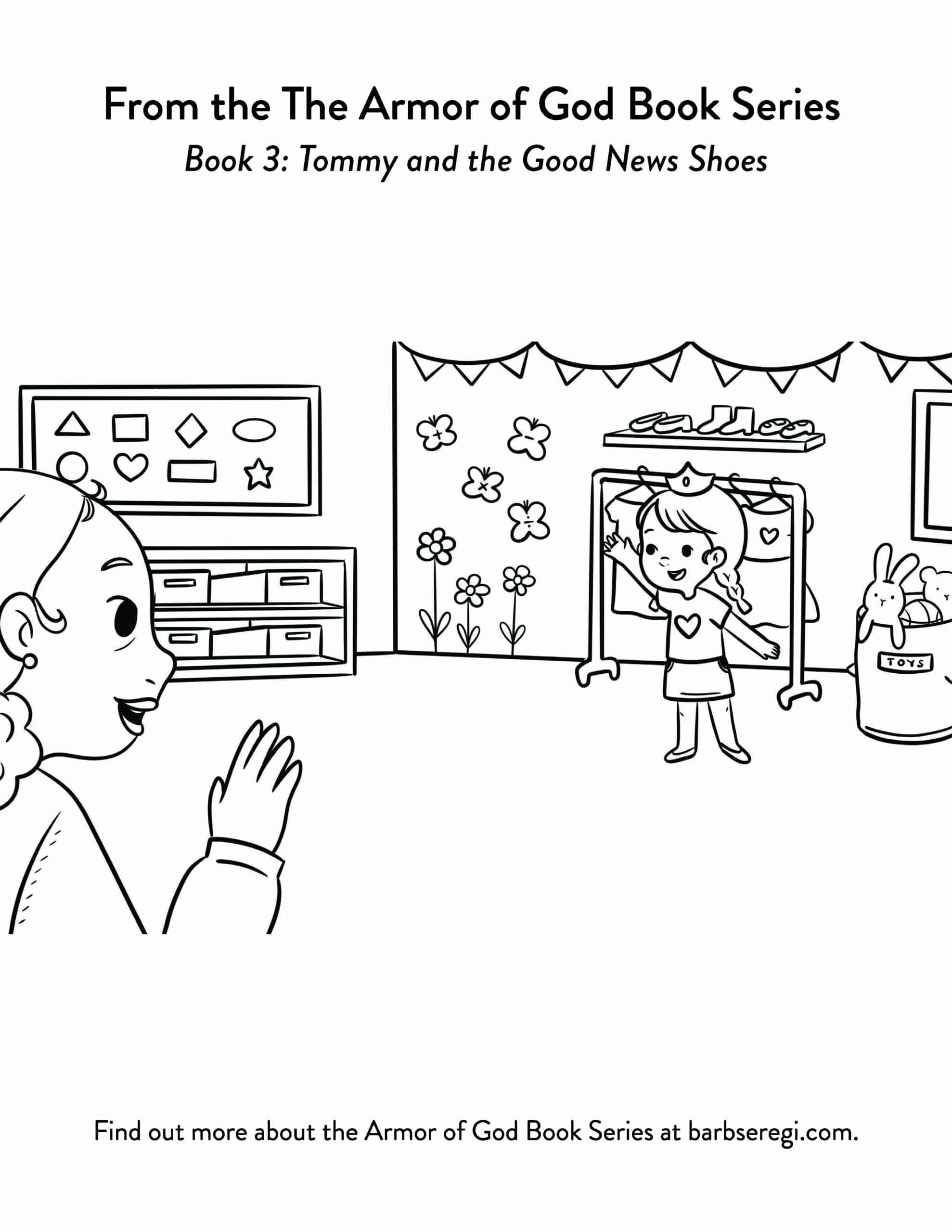 Tommy and the Good News Shoes Coloring Sheet 1